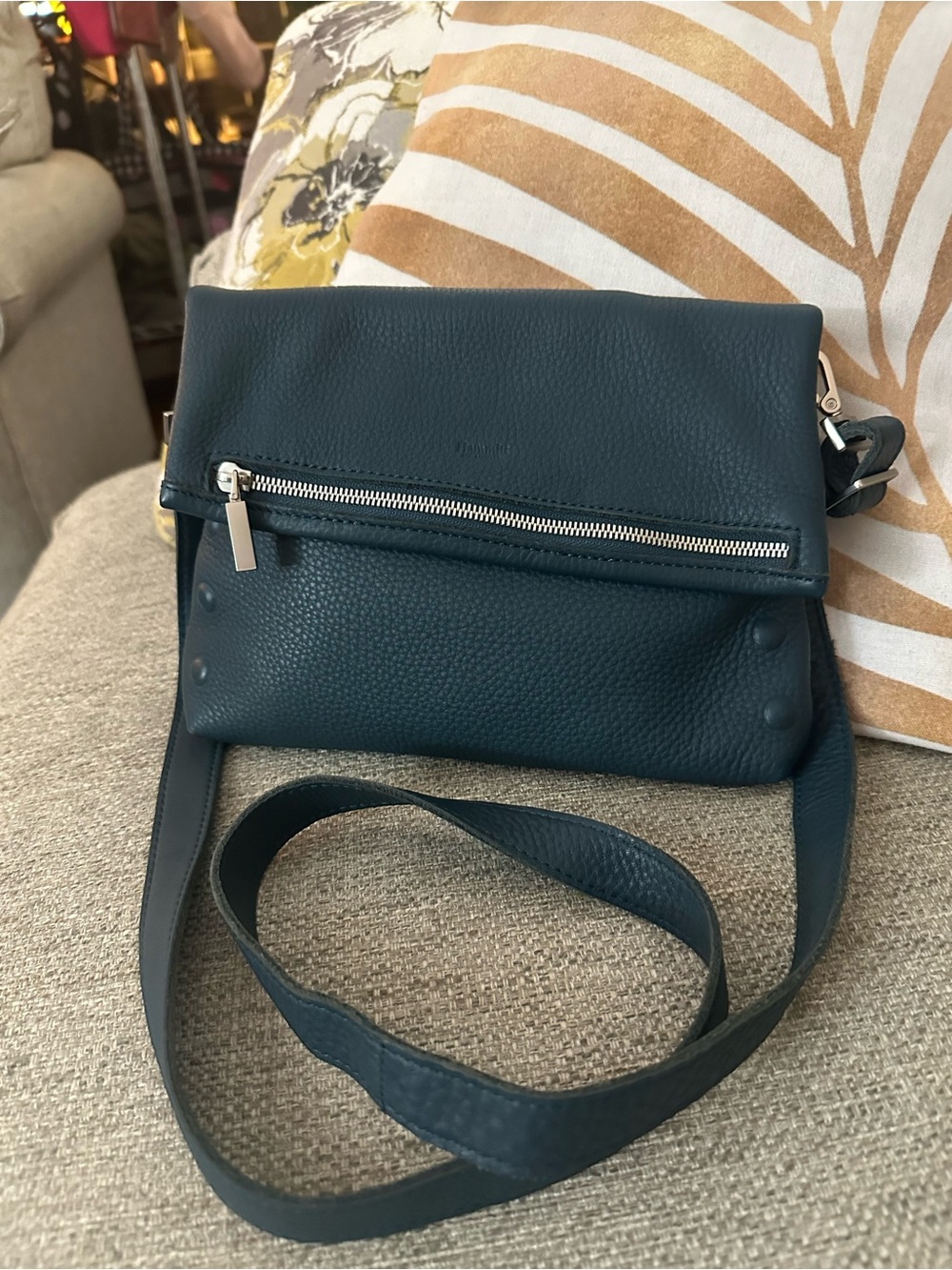Hammitt VIP Occasion Teal Leather Crossbody Silver Hardware Red Suede - Picture 11 of 16